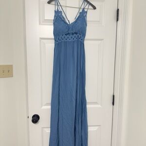 Pink Lily Blue Lace Maxi Dress